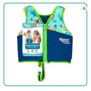 Swim School Blue Youth Sharks and Octopus Swim Training Vest, Size Medium-Large